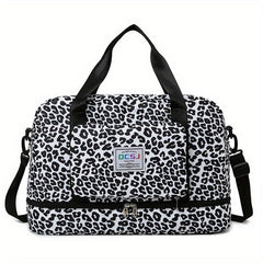 Stylish Letter Animals Pattern Duffle Bag Lightweight Zipper Luggage