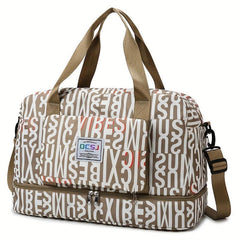 Stylish Letter Animals Pattern Duffle Bag Lightweight Zipper Luggage