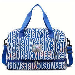 Stylish Letter Animals Pattern Duffle Bag Lightweight Zipper Luggage