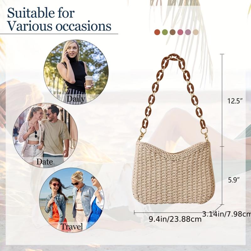 Boho Style Straw Handbag Women Shoulder Bag