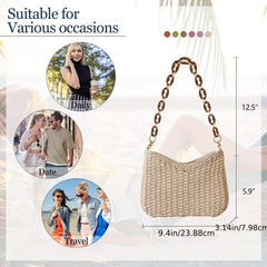 Boho Style Straw Handbag Women Shoulder Bag
