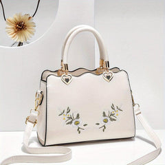 Floral Embroidered Crossbody Bag Faux Leather HandBag Shoulder Bag