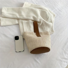 Minimalist Straw Satchel Bag Lightweight Woven Summer Bag