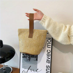 Minimalist Straw Satchel Bag Lightweight Woven Summer Bag