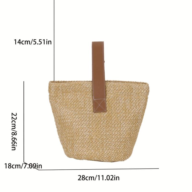 Minimalist Straw Satchel Bag Lightweight Woven Summer Bag