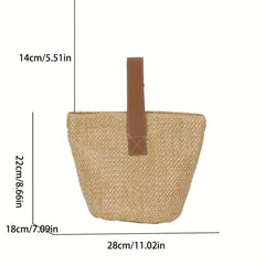 Minimalist Straw Satchel Bag Lightweight Woven Summer Bag