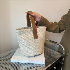 Minimalist Straw Satchel Bag Lightweight Woven Summer Bag