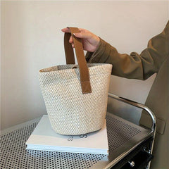 Minimalist Straw Satchel Bag Lightweight Woven Summer Bag