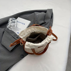 Straw Woven Handheld Crossbody Bucket Bag Summer Beach Bag