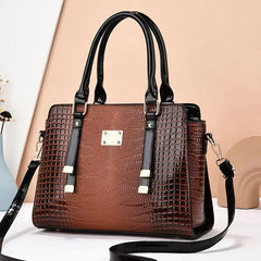 Crocodile Pattern Handbag Satchel Top Handle Large Tote Bag