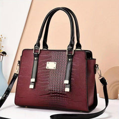 Crocodile Pattern Handbag Satchel Top Handle Large Tote Bag