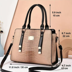 Crocodile Pattern Handbag Satchel Top Handle Large Tote Bag