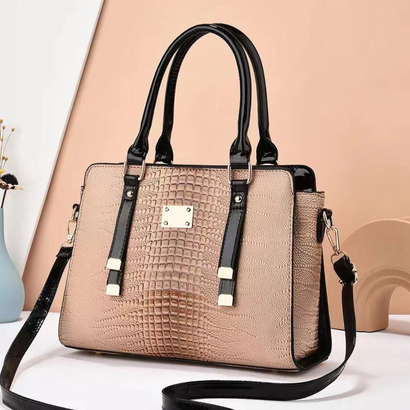Crocodile Pattern Handbag Satchel Top Handle Large Tote Bag