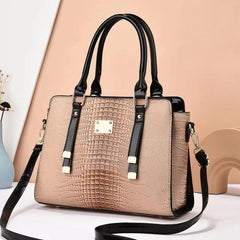 Crocodile Pattern Handbag Satchel Top Handle Large Tote Bag