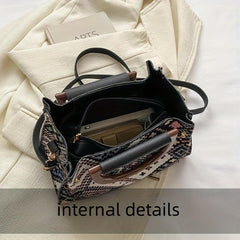 Ethnic Style Plaid Top Handle Satchel Crossbody Bag