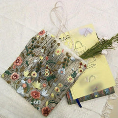 Embroidered Flower Pattern Mesh Handbag Lightweight Shopping Bag