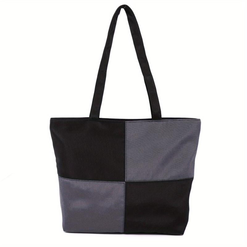 Colorblock Large Capacity Tote Shoulder Hobo Bag for Commute & School
