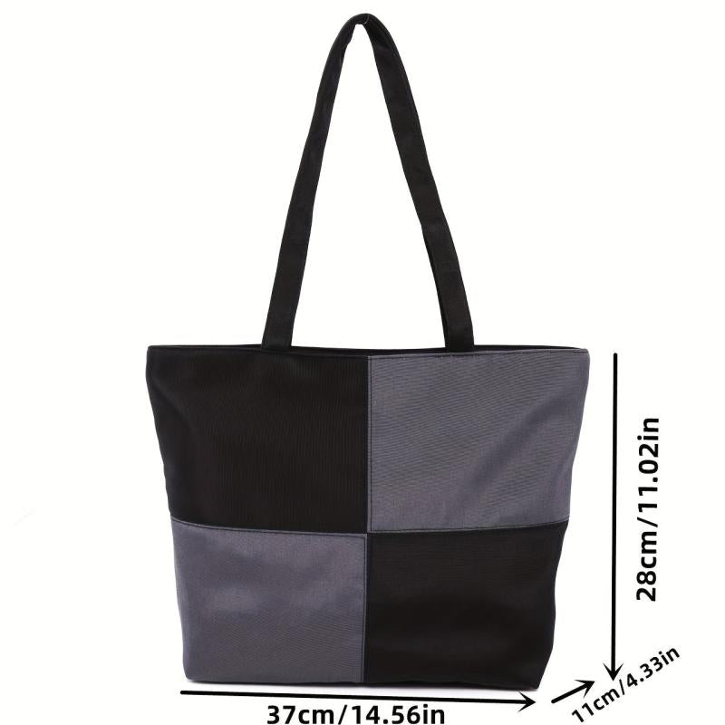 Colorblock Large Capacity Tote Shoulder Hobo Bag for Commute & School