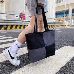 Colorblock Large Capacity Tote Shoulder Hobo Bag for Commute & School
