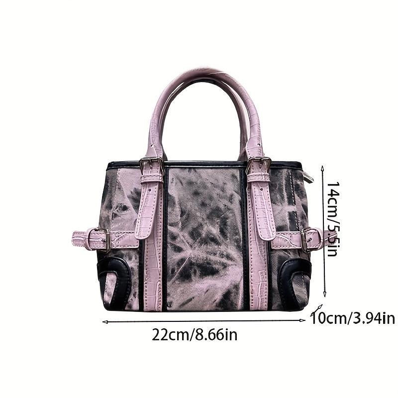 Purple Y2K Crossbody Tote Bag Pink Shoulder Bag Funky Canvas Handbag & Purse
