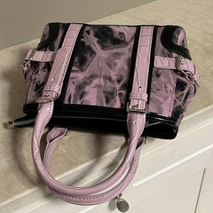 Purple Y2K Crossbody Tote Bag Pink Shoulder Bag Funky Canvas Handbag & Purse