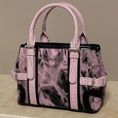 Purple Y2K Crossbody Tote Bag Pink Shoulder Bag Funky Canvas Handbag & Purse