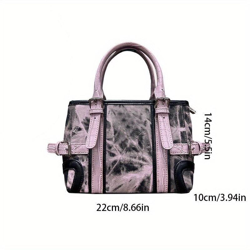 Purple Y2K Crossbody Tote Bag Pink Shoulder Bag Funky Canvas Handbag & Purse