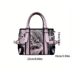 Purple Y2K Crossbody Tote Bag Pink Shoulder Bag Funky Canvas Handbag & Purse