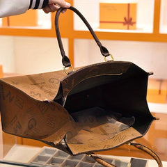 Vintage Letter Pattern Tote Bag Large Capacity Women's Satchel For Work
