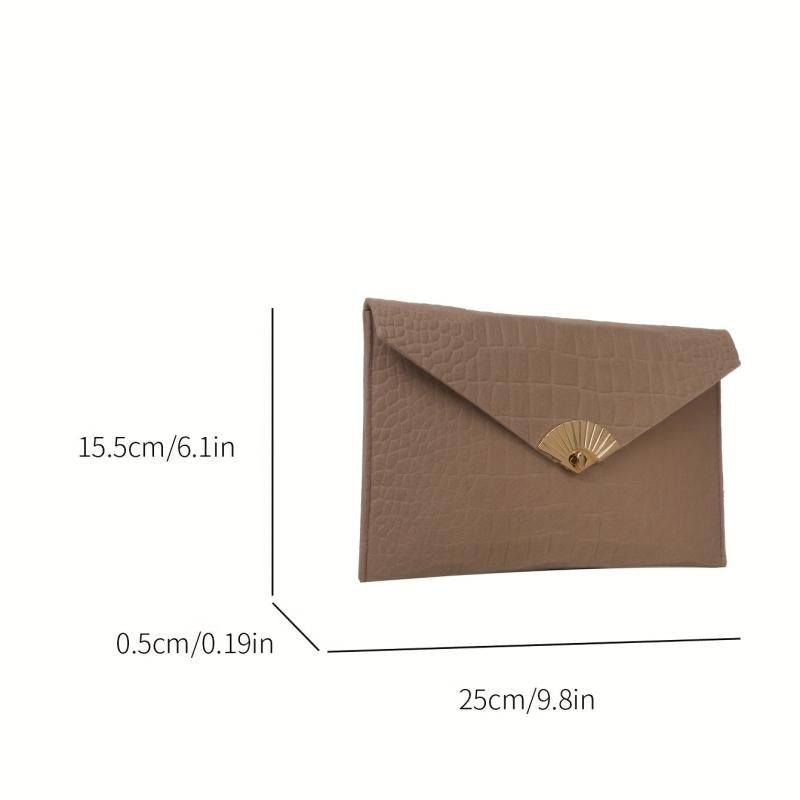 Crocodile Embossed Felt Clutch Bag Envelope Handbag