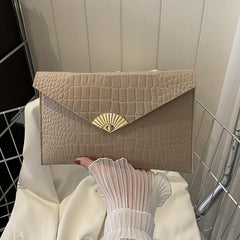 Crocodile Embossed Felt Clutch Bag Envelope Handbag