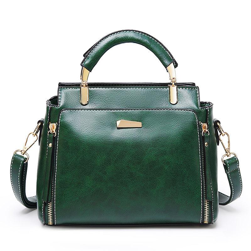 Retro Style Handbag Women's Zipper Purse Faux Leather Crossbody Bag