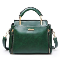 Retro Style Handbag Women's Zipper Purse Faux Leather Crossbody Bag