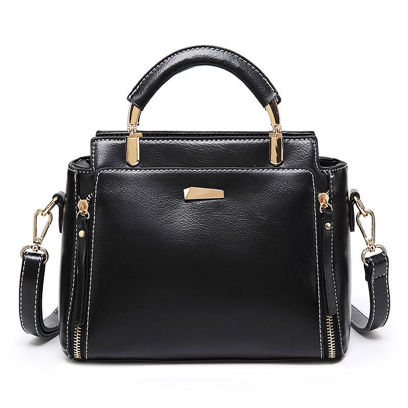 Retro Style Handbag Women's Zipper Purse Faux Leather Crossbody Bag
