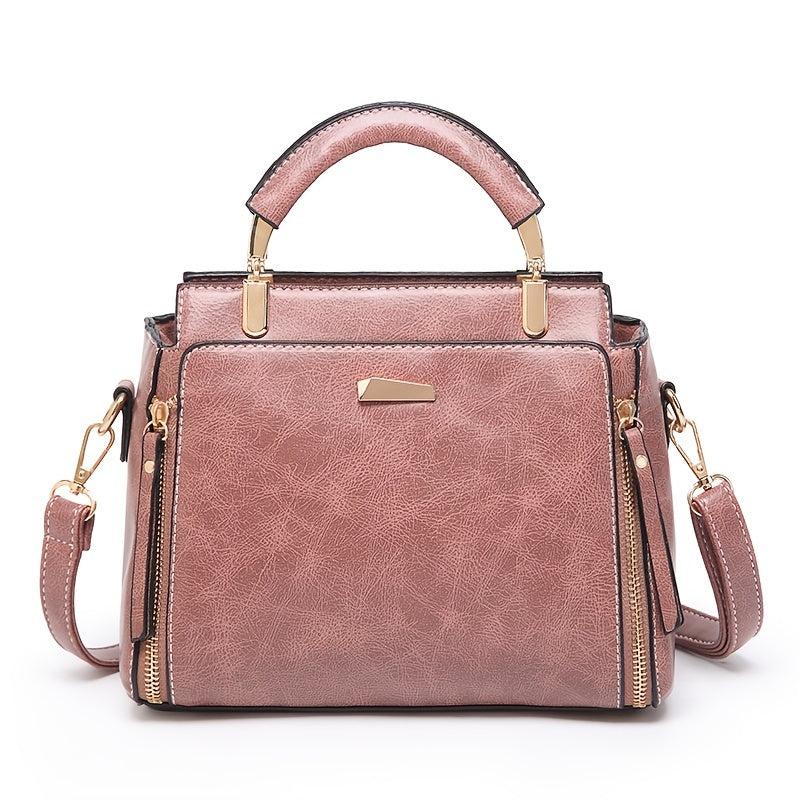 Retro Style Handbag Women's Zipper Purse Faux Leather Crossbody Bag
