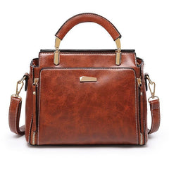 Retro Style Handbag Women's Zipper Purse Faux Leather Crossbody Bag