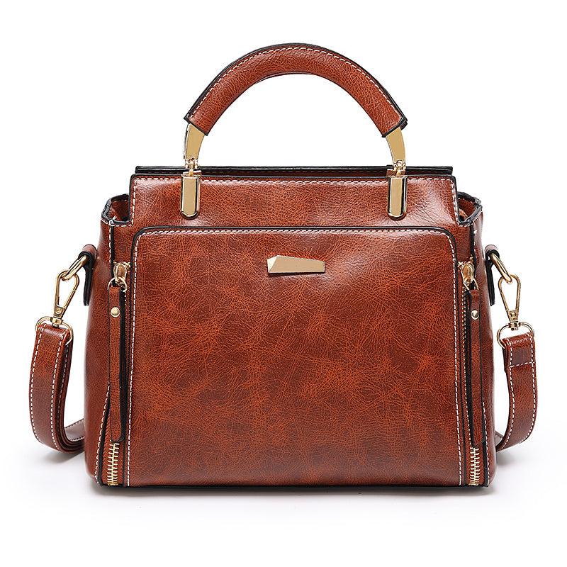 Retro Style Handbag Women's Zipper Purse Faux Leather Crossbody Bag
