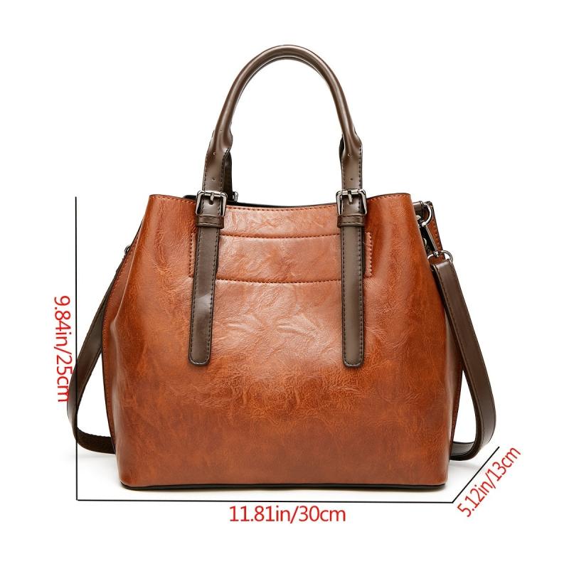 Casual Satchel Bag Faux Leather Crossbody Bag With Detachable Strap