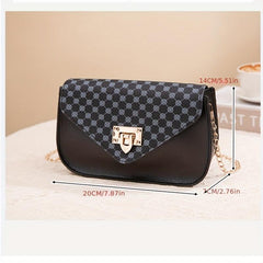 Mini Chain Crossbody Bag Geo Print Shoulder Bag Square Purse