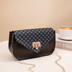 Mini Chain Crossbody Bag Geo Print Shoulder Bag Square Purse