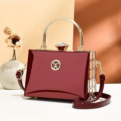 Rhinestone Decor Box Handbag Top Ring Clutch Purse Crossbody Bag