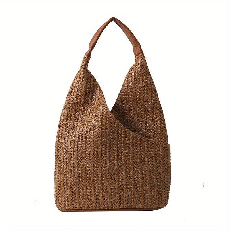 Straw Beach Bag Women's Vacation Shoulder Bag Boho Style Hobo Bag