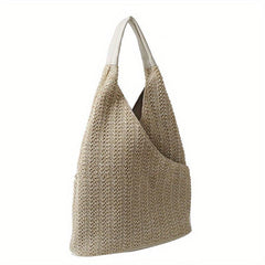 Straw Beach Bag Women's Vacation Shoulder Bag Boho Style Hobo Bag