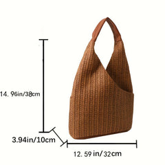 Straw Beach Bag Women's Vacation Shoulder Bag Boho Style Hobo Bag