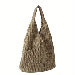 Straw Beach Bag Women's Vacation Shoulder Bag Boho Style Hobo Bag