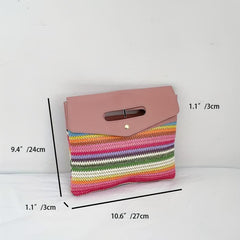 Rainbow Striped Clutch Purse Bohemian Woven Handbag