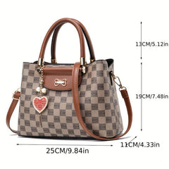 Plaid Crossbody Top Handle Tote Bag Retro Style