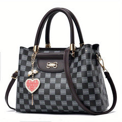 Plaid Crossbody Top Handle Tote Bag Retro Style