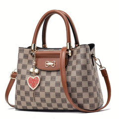Plaid Crossbody Top Handle Tote Bag Retro Style