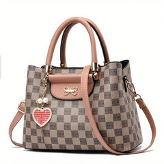Plaid Crossbody Top Handle Tote Bag Retro Style